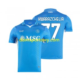 Koszulka SSC NAPOLI Khvicha Kvaratskhelia 77 Domowe Koszulki Piłkarskie 2024-2025 Krótki Rękaw